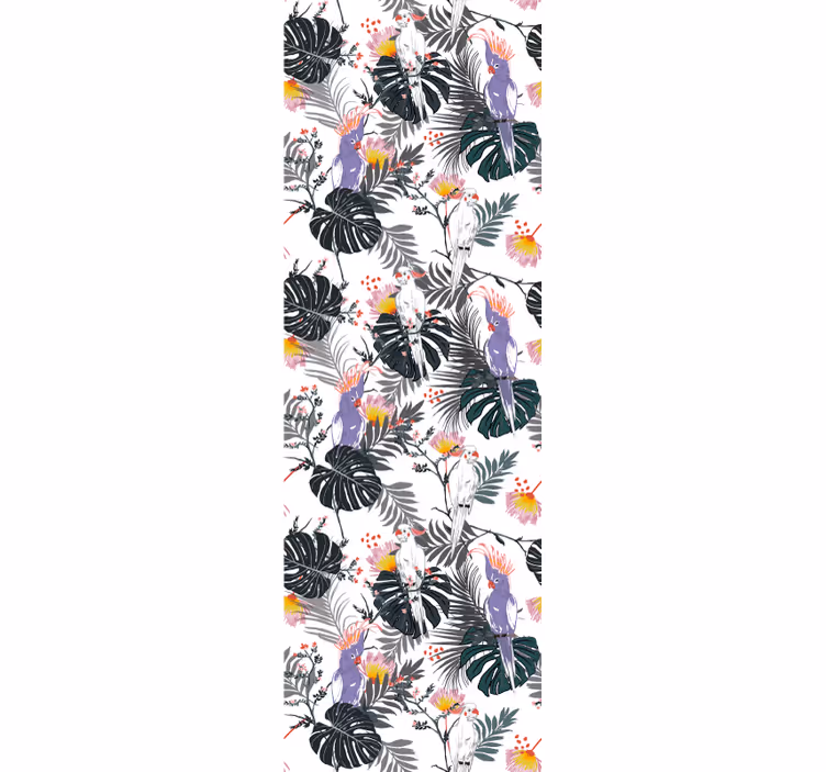 Papier peint perroquets et feuilles tropicales - TenStickers
