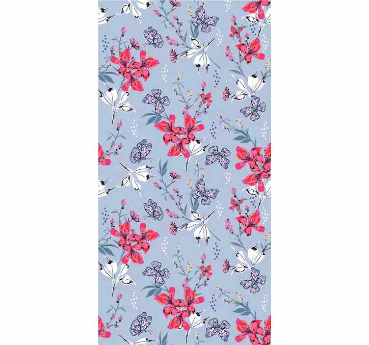 Papier peint floral design papillon floral - TenStickers