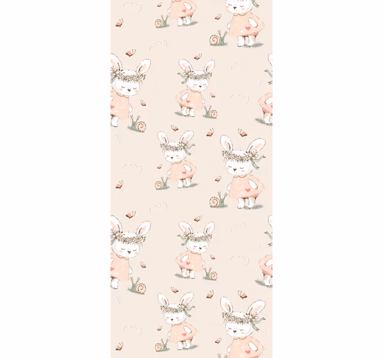 Papier peint vintage Lapin avec des fleurs bleu  années 80 - TenStickers