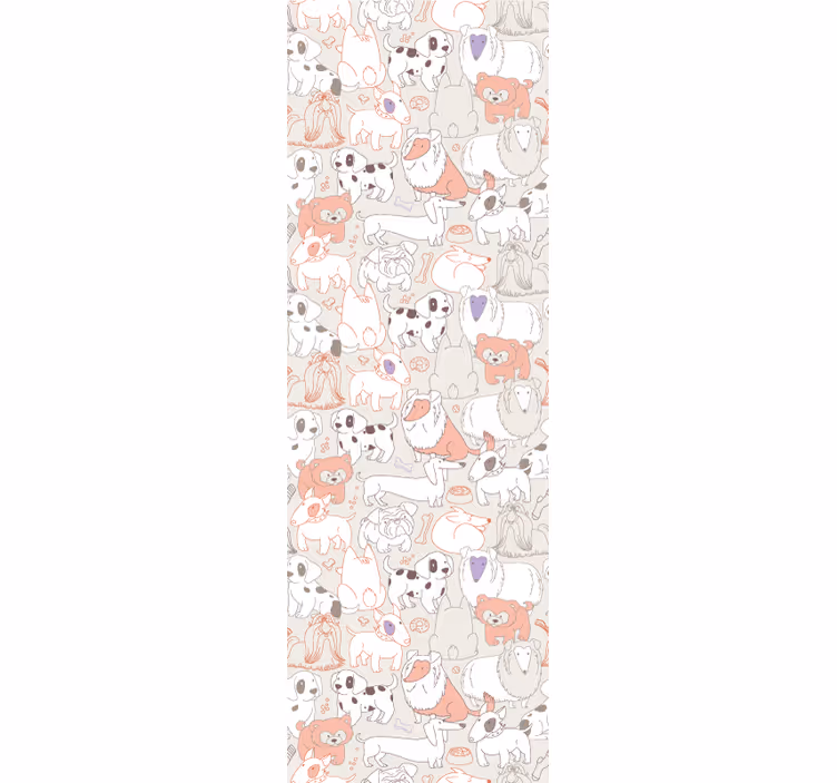 Papier peint motif de chiots roses et blancs - TenStickers
