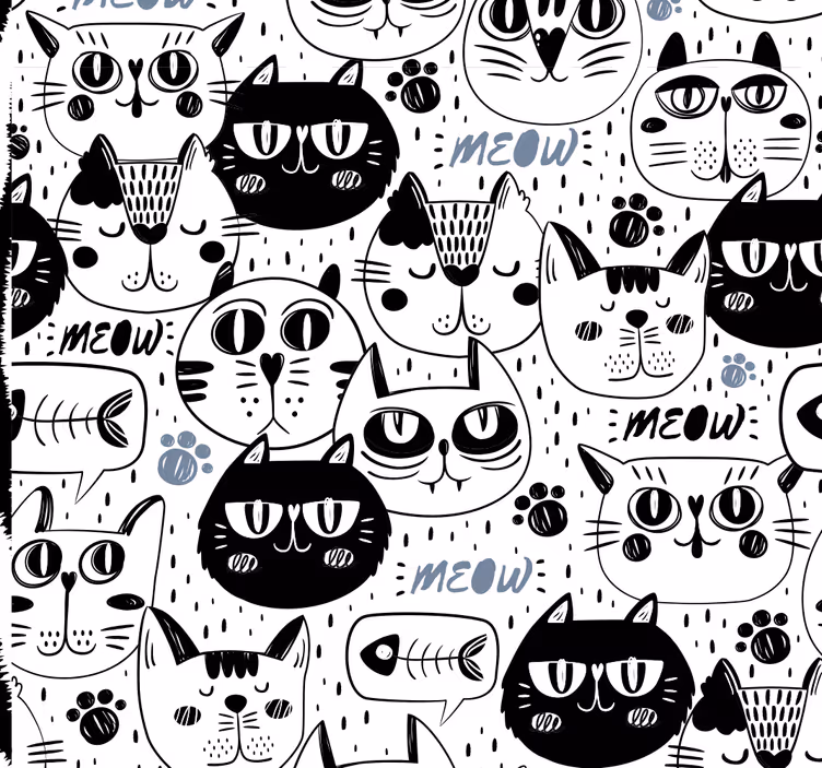 Papier peint chats motif de félins stylisés - TenStickers