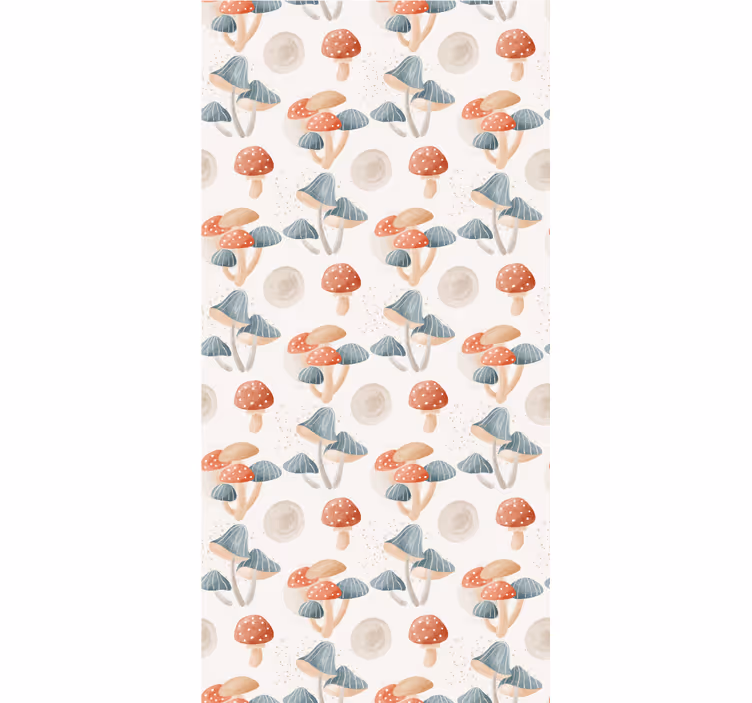 Papier peint couloir Modèle de champignon aquarelle - TenStickers