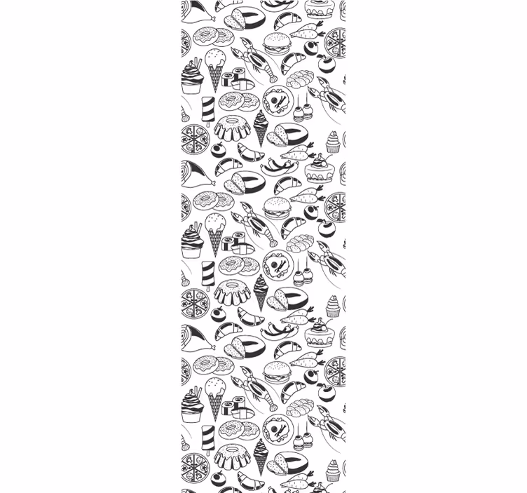 Papier peint cuisine modèle de nourriture noir et blanc - TenStickers