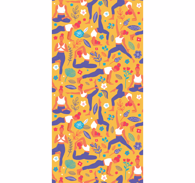 Papier peint chambre adulte motifs de postures de yoga - TenStickers
