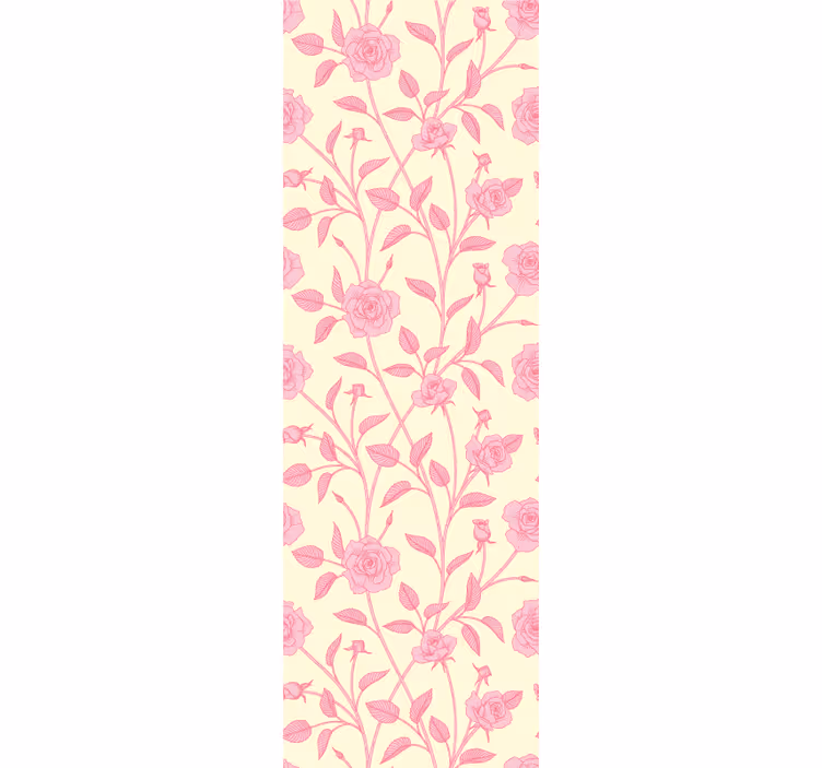 Papier peint fleur Petites roses vintage sur fond rose - TenStickers