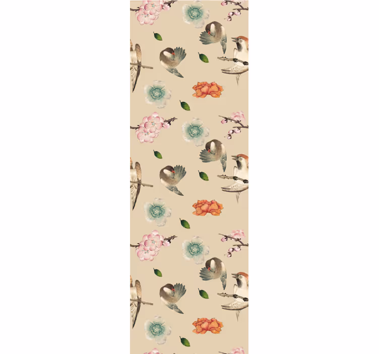 Papier peint floral fleurs d'oiseaux charmantes - TenStickers