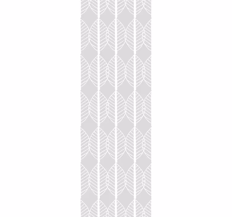 Papier peint pour entrée Ligne blanche de feuilles sur gris - TenStickers