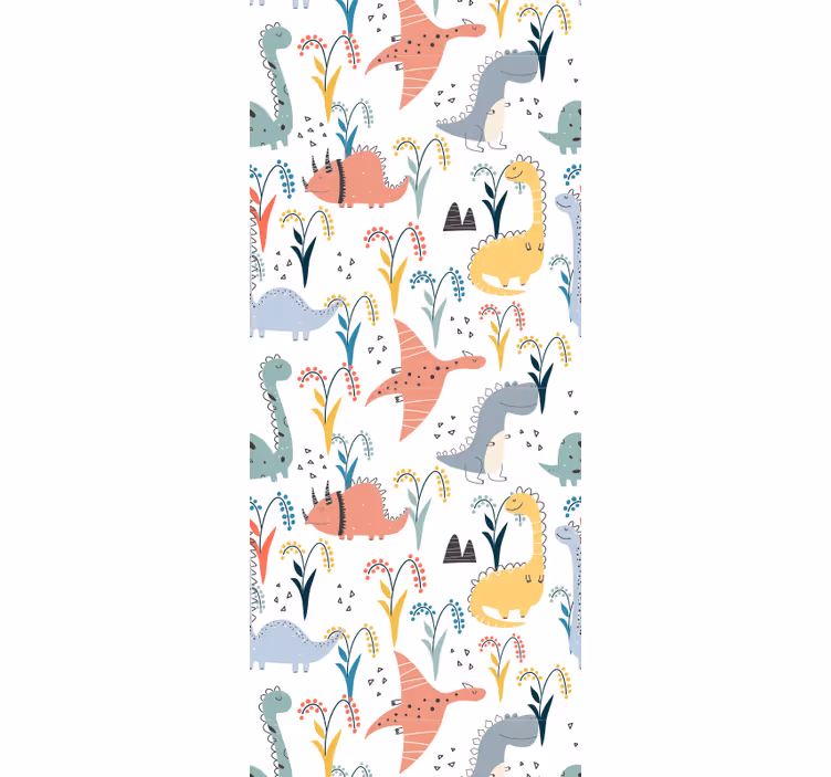 papier peint dinosaures motif nordique coloré - TenStickers