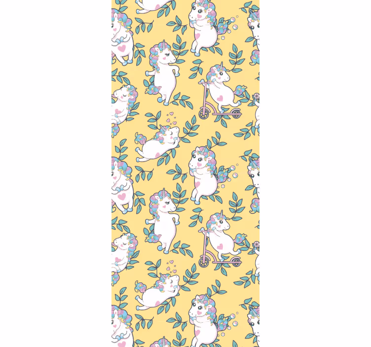 Papier peint animaux licornes jouant - TenStickers