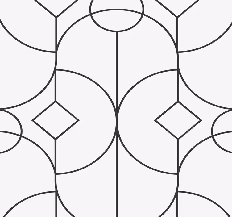 Papier peint formes géometriques illustration linéaire grise - TenStickers