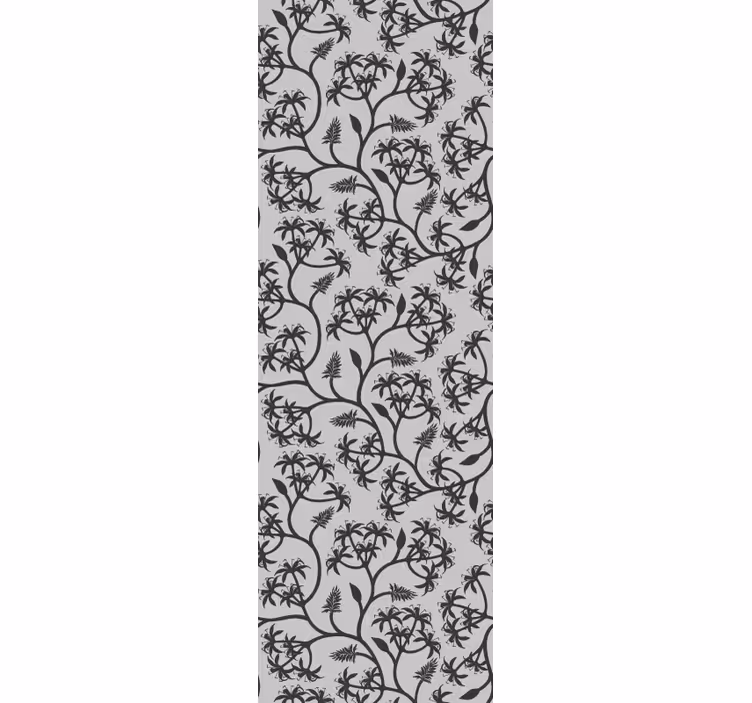 Papier peint fleuri motif de branches sur fond gris - TenStickers