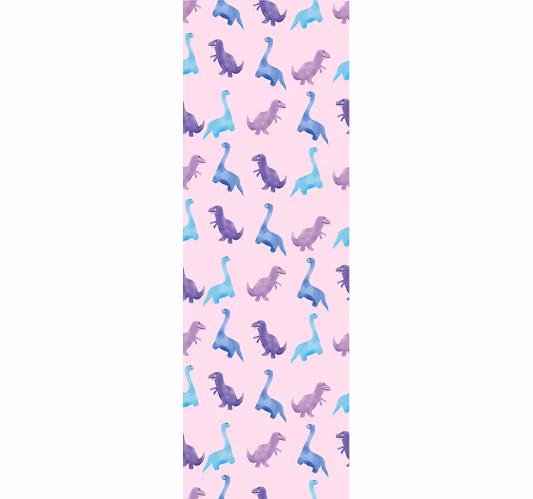 Papier peint enfant Dinosaures roses sur fond - TenStickers