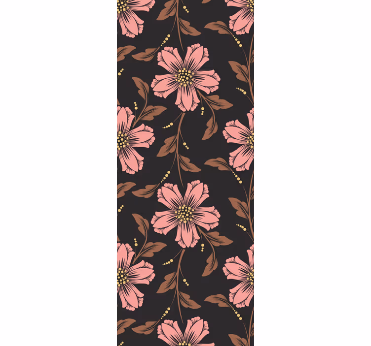 Papier peint fleuri Fleurs roses avec des branches - TenStickers