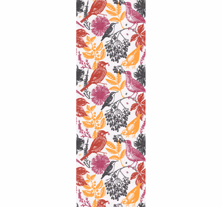 Papier peint oiseaux fleurs et feuilles colorées - TenStickers