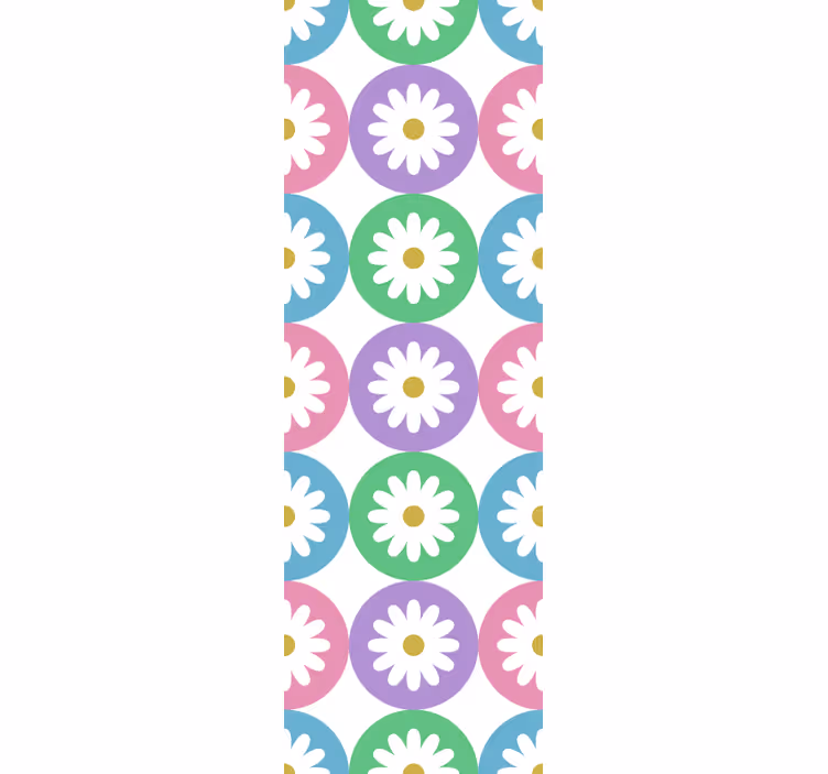 Papier peint cuisine cercles à motifs de marguerites - TenStickers