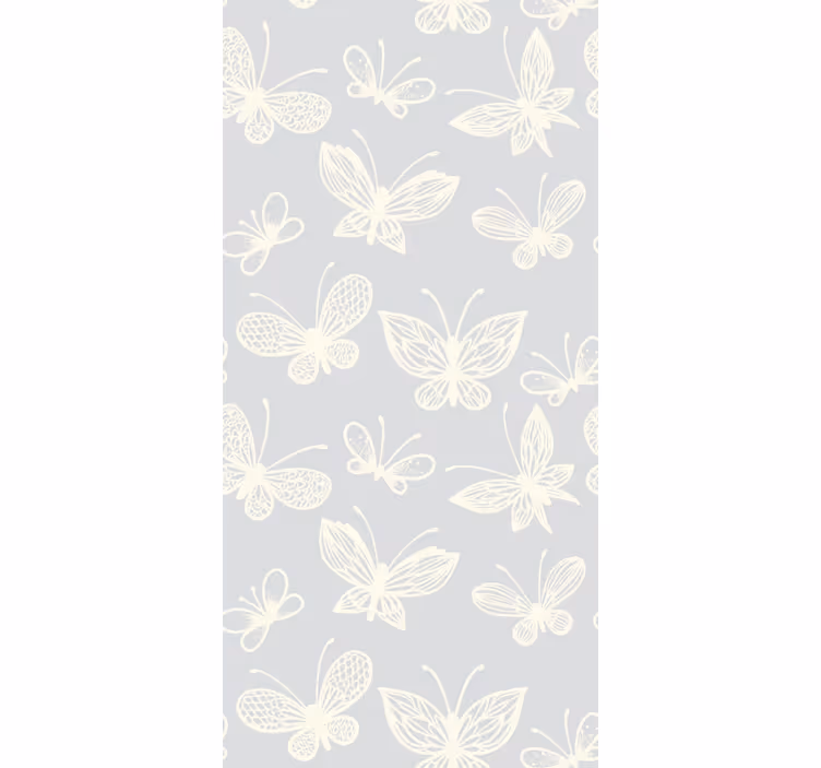 Papier peint papillons motif enfant rose et blanc - TenStickers
