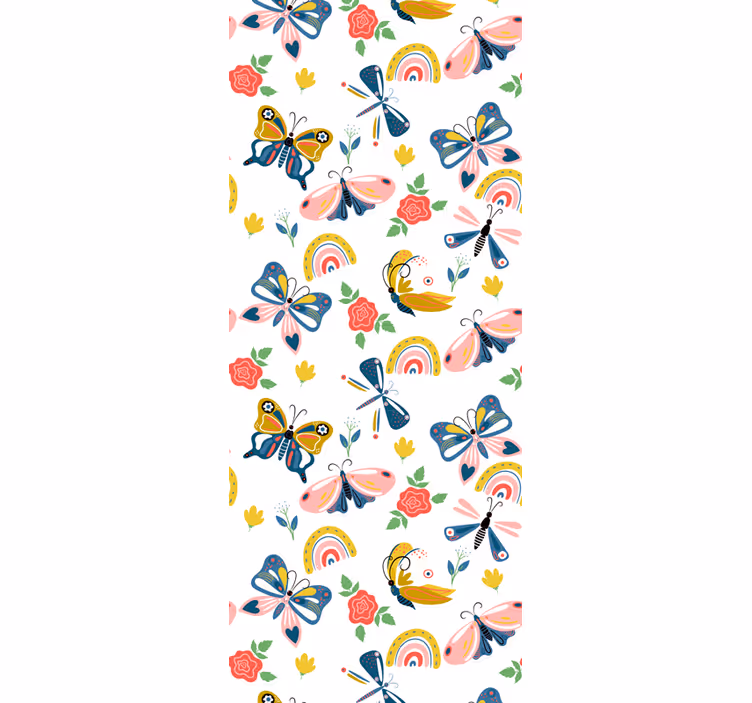 Papier peint papillons motif de nature fantaisiste - TenStickers