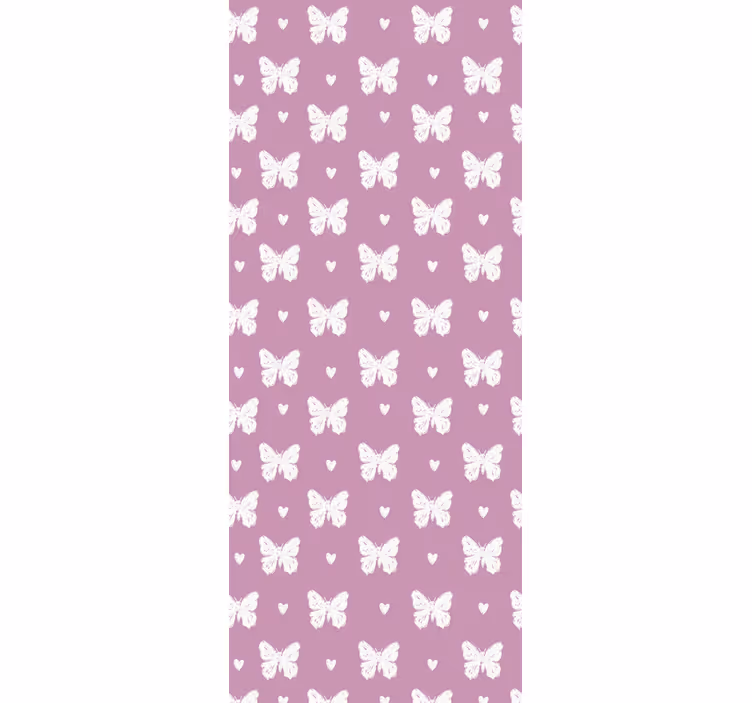 Papier peint papillons motif coeur blanc et rose - TenStickers