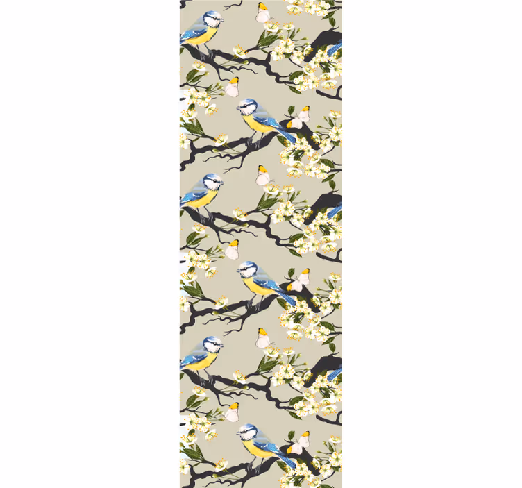 Papier peint oiseaux branches de mésange bleue - TenStickers