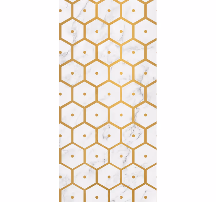Papier peint effet marbre  hexagonal en marbre doré - TenStickers