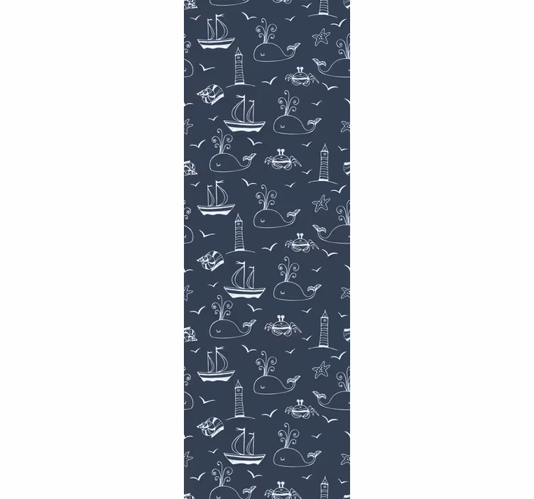 Papier peint poissons scène nautique avec baleine - TenStickers
