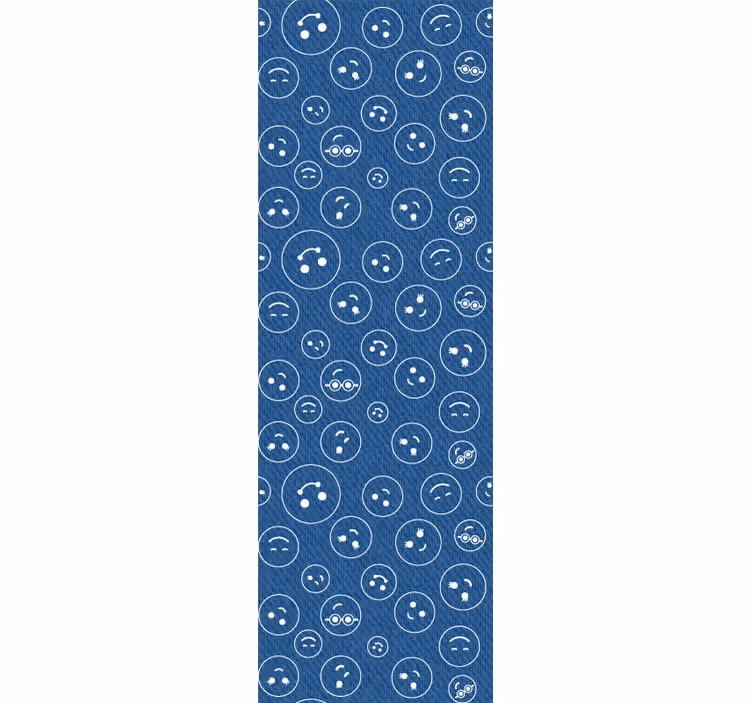 Papier peint chambre ado Visages souriants bleu marine - TenStickers