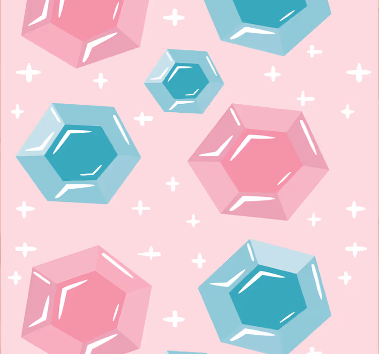 Papier peint chambre enfant rose graphique diamants - TenStickers