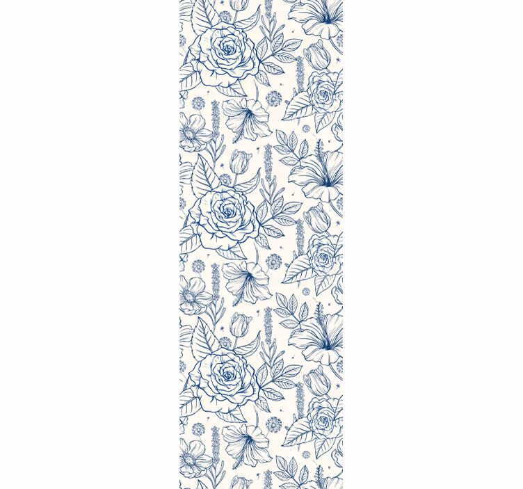Papier peint fleuri Fleur bleue de delft - TenStickers
