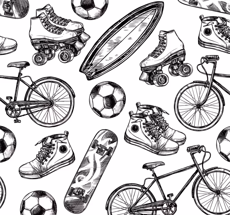 Papier peint vintage Griffonnages de sport - TenStickers