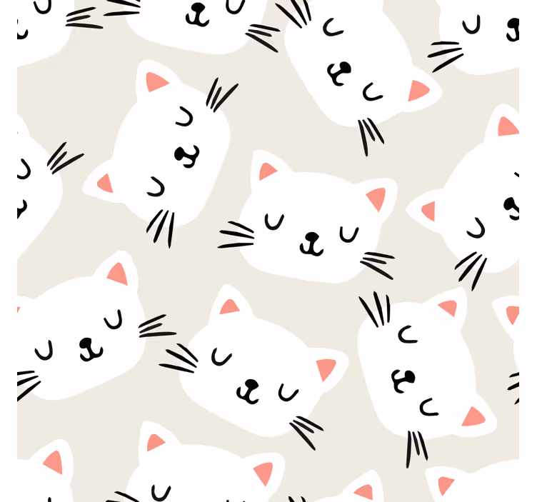 Papier peint chambre enfant tête chat blanc - TenStickers