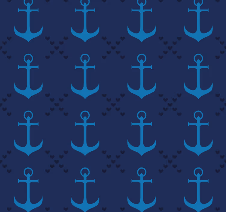 Papier peint salon ancres bleu marine - TenStickers