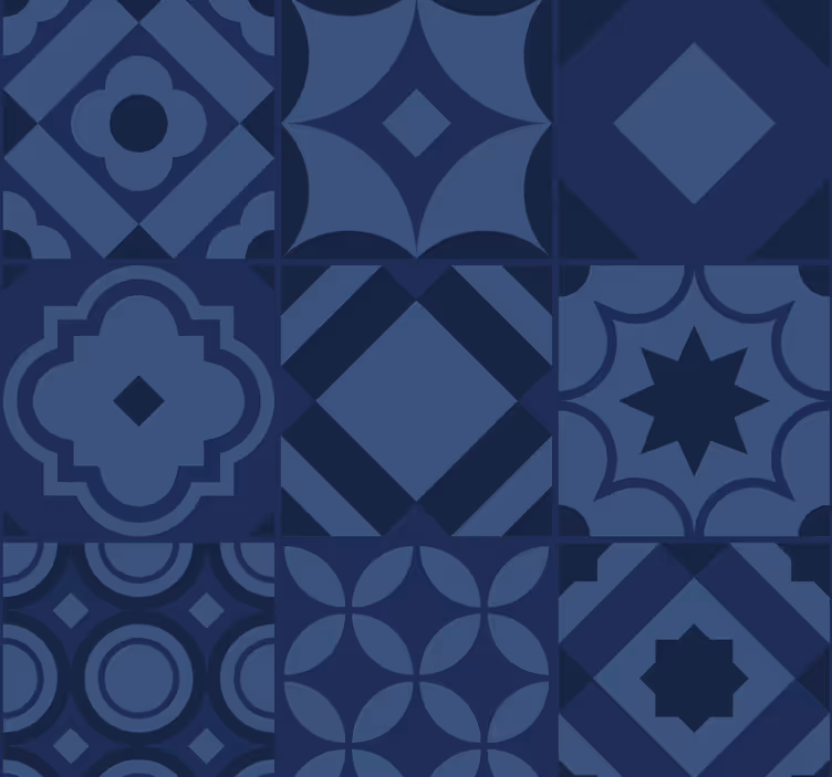 Papier peint cuisine carreaux bleu marine - TenStickers
