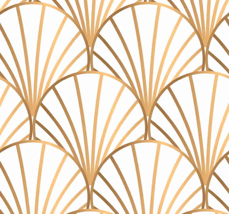 Papier peint adulte art déco demi-cercles blancs et dorés - TenStickers