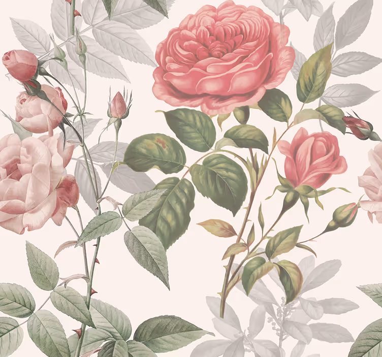 Papier peint tête de lit fleurs roses - TenStickers