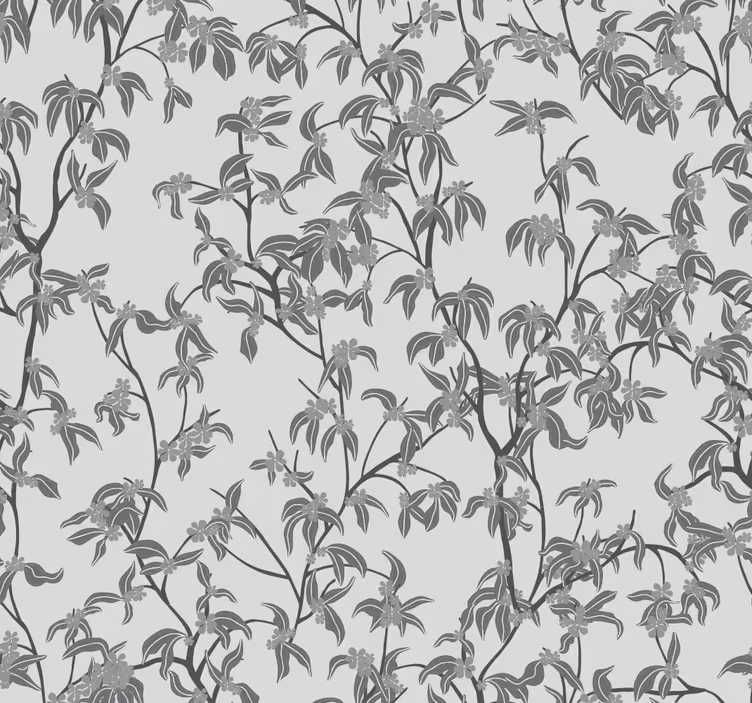Papier peint arbres et feuilles gris minimalistes - TenStickers