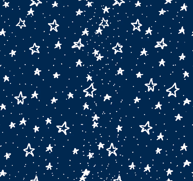 Papier peint bleu foncé étoiles esquissées - TenStickers