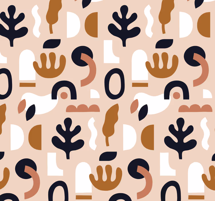 Papier peint beige motifs végétaux abstraits - TenStickers