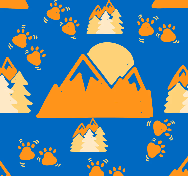 Papier peint chambre bébé aventure d'ours de montagne - TenStickers