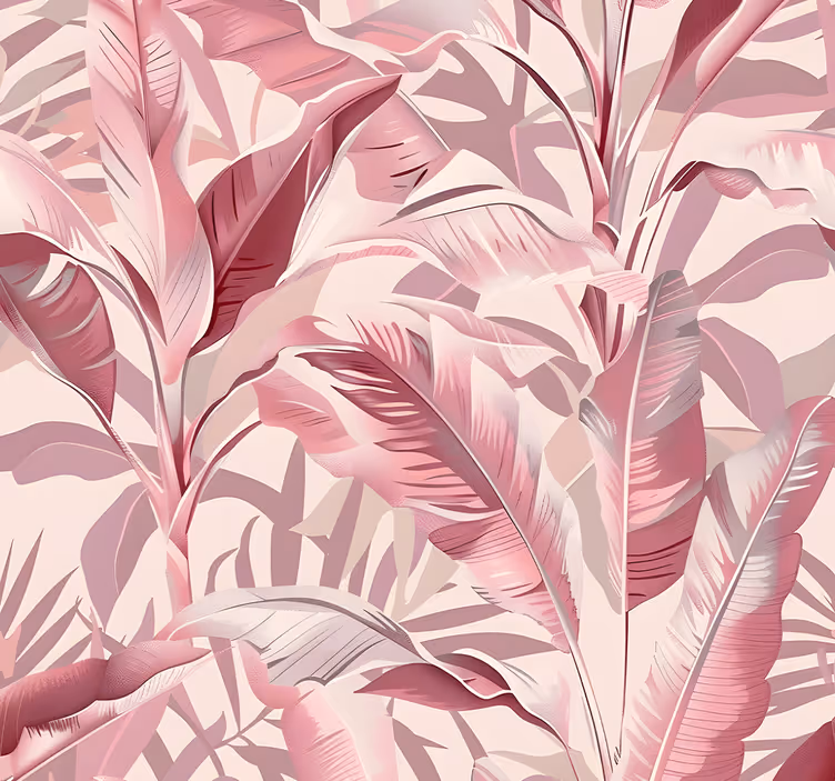 Papier peint rose forêt tropicale - TenStickers