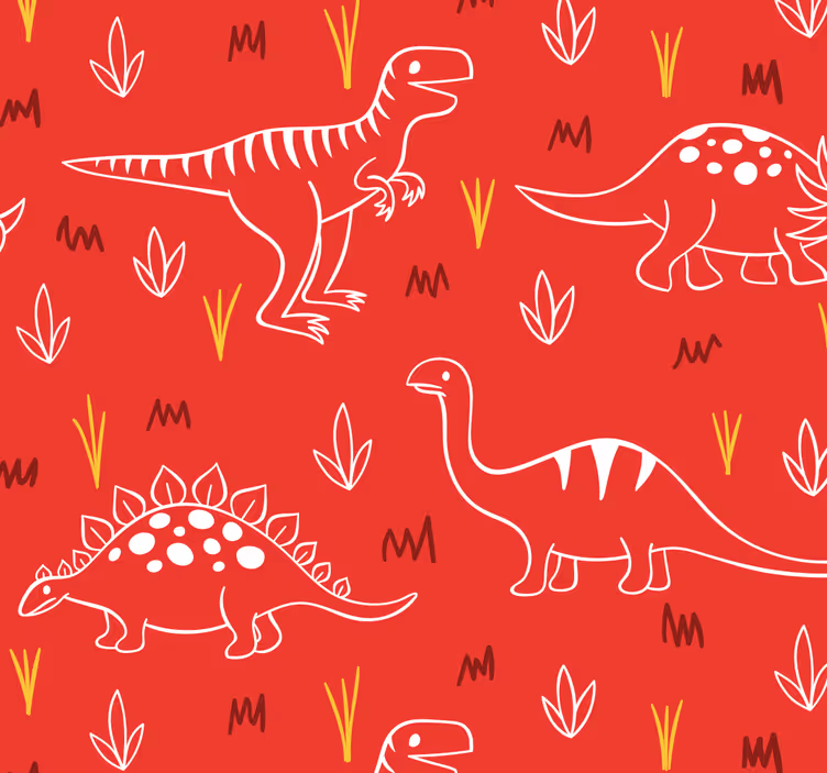 papier peint dinosaures illustration de dinosaure - TenStickers
