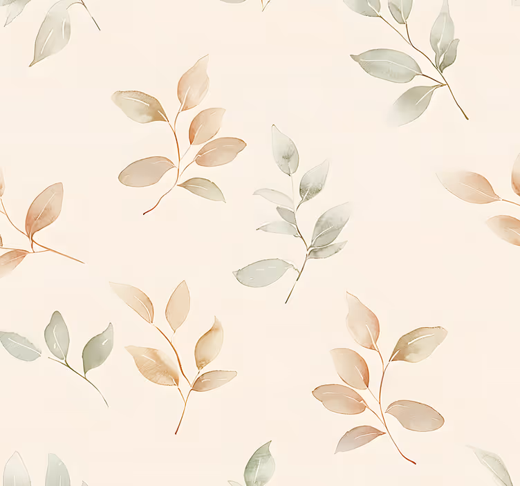 Papier peint entrée conception de feuilles beiges - TenStickers