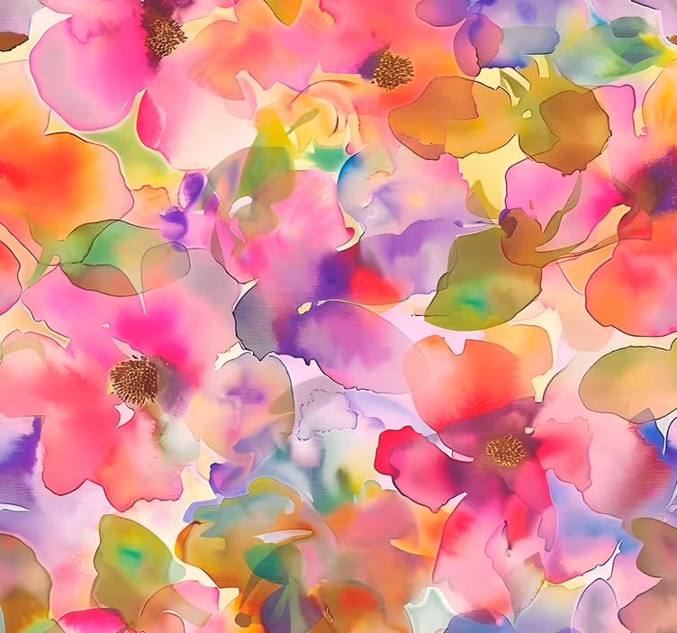 Papier peint entrée motif de fleurs multicolores - TenStickers