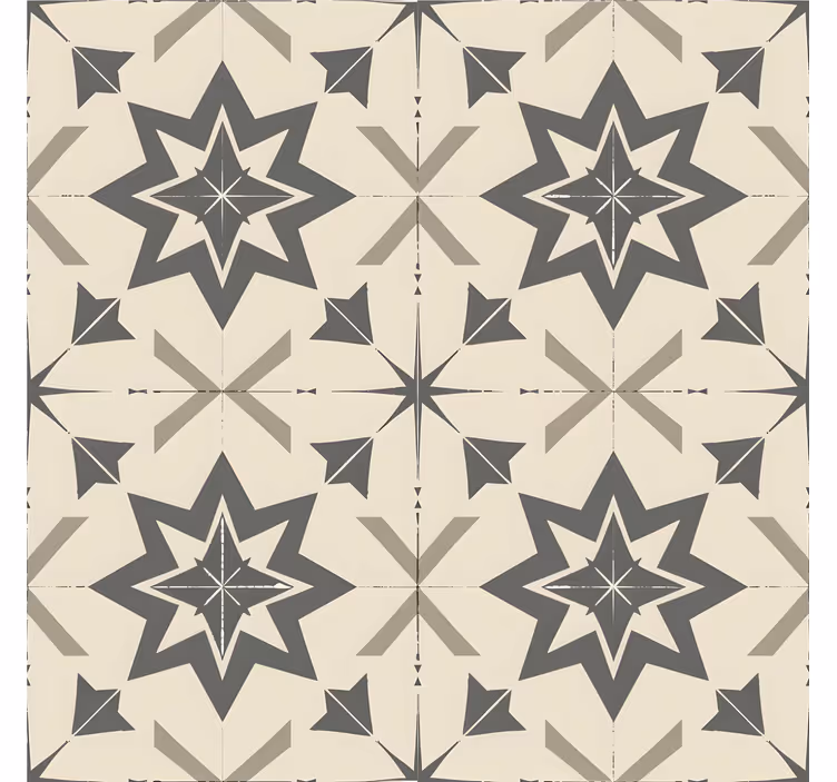 Papier peint carreaux de ciment motif étoilé beige - TenStickers