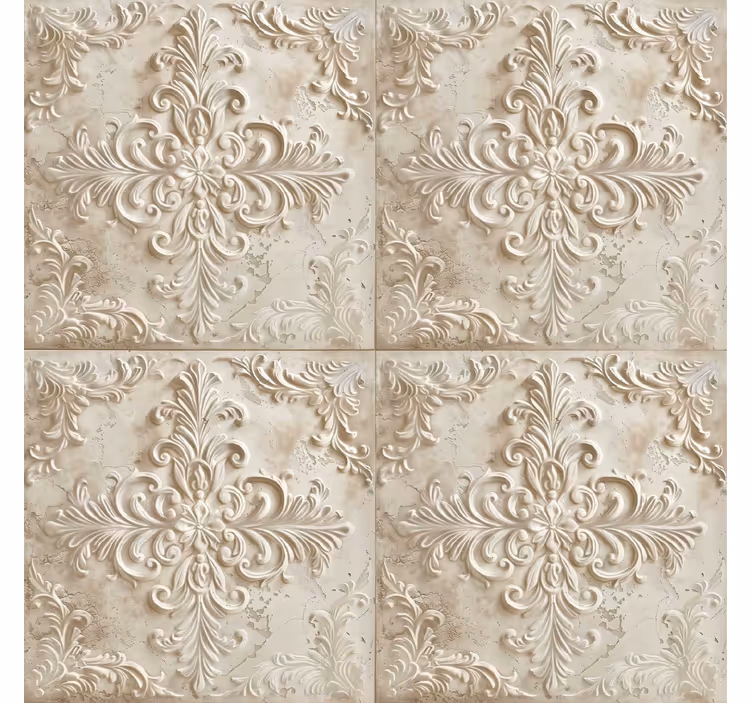 Papier peint baroque carrelage beige - TenStickers
