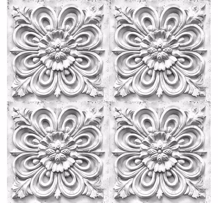 Papier peint baroque carrelage blanc - TenStickers