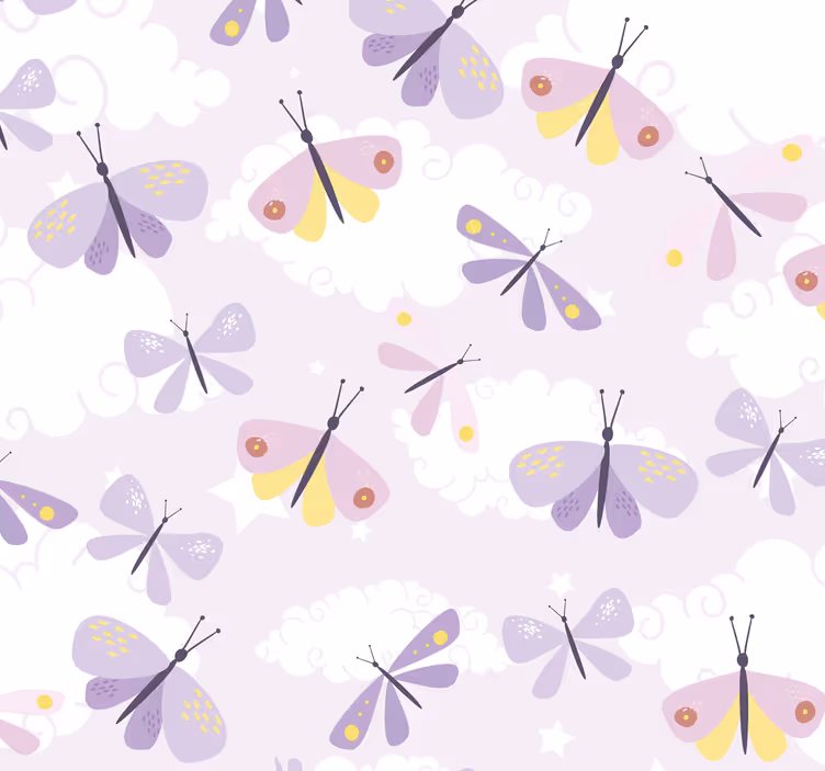 Papier peint papillons violet pastel - TenStickers