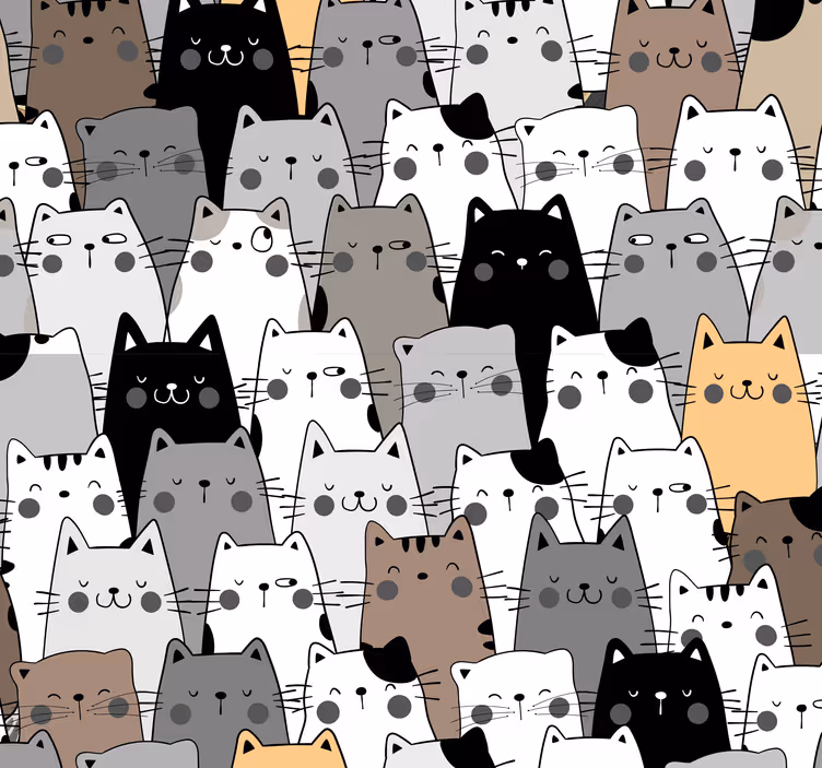 Papier peint motif chats coloré - TenStickers