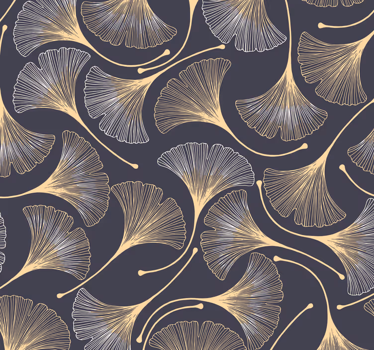 Papier peint moderne Feuilles de ginkgo en forme d'éventail - TenStickers