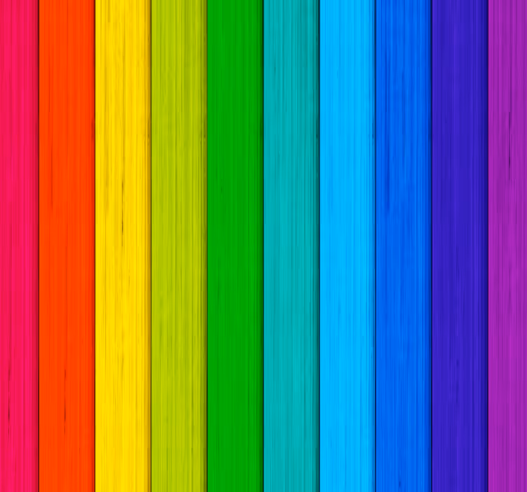 Papier peint chambre ado Fond en bois arc-en-ciel réaliste - TenStickers