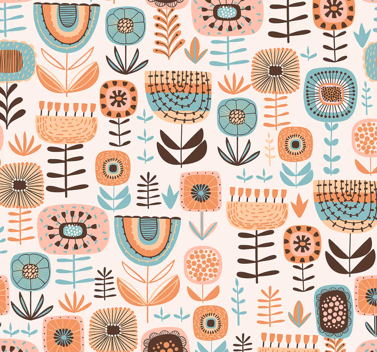 Papier peint fleur Fleurs sauvages bleu nordique - TenStickers